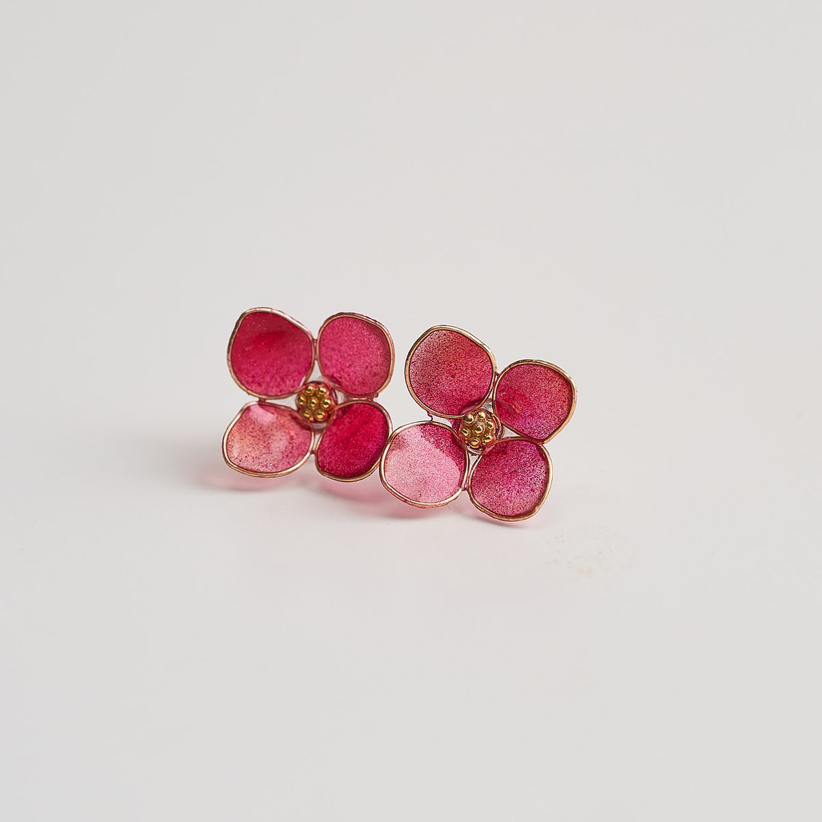 Red Hydrangea Bloom Earrings - detail image