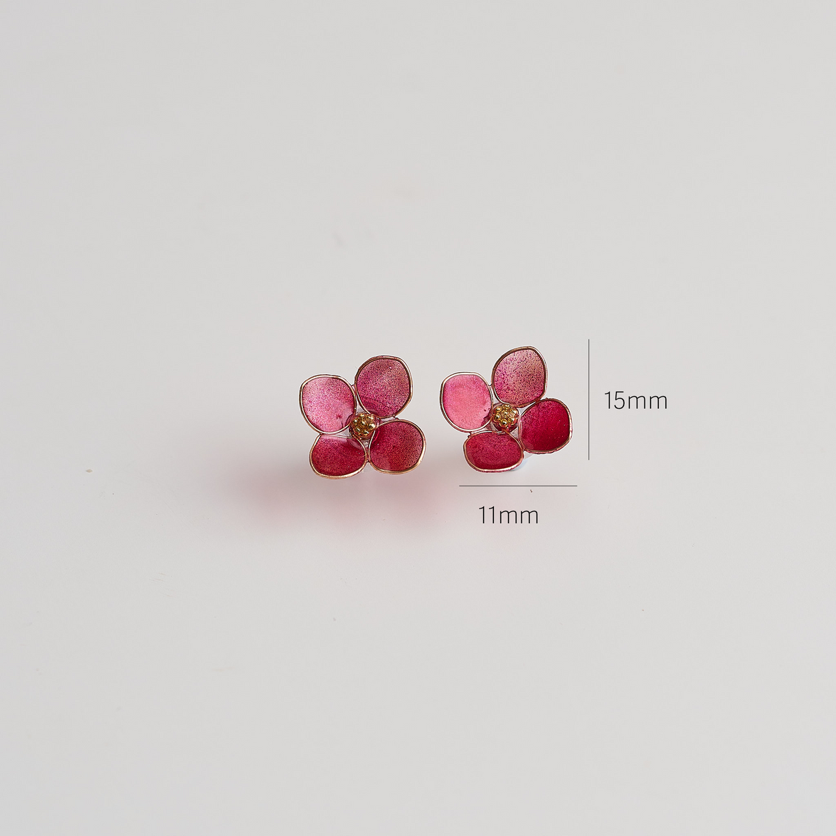 Red Hydrangea Bloom Earrings - size image