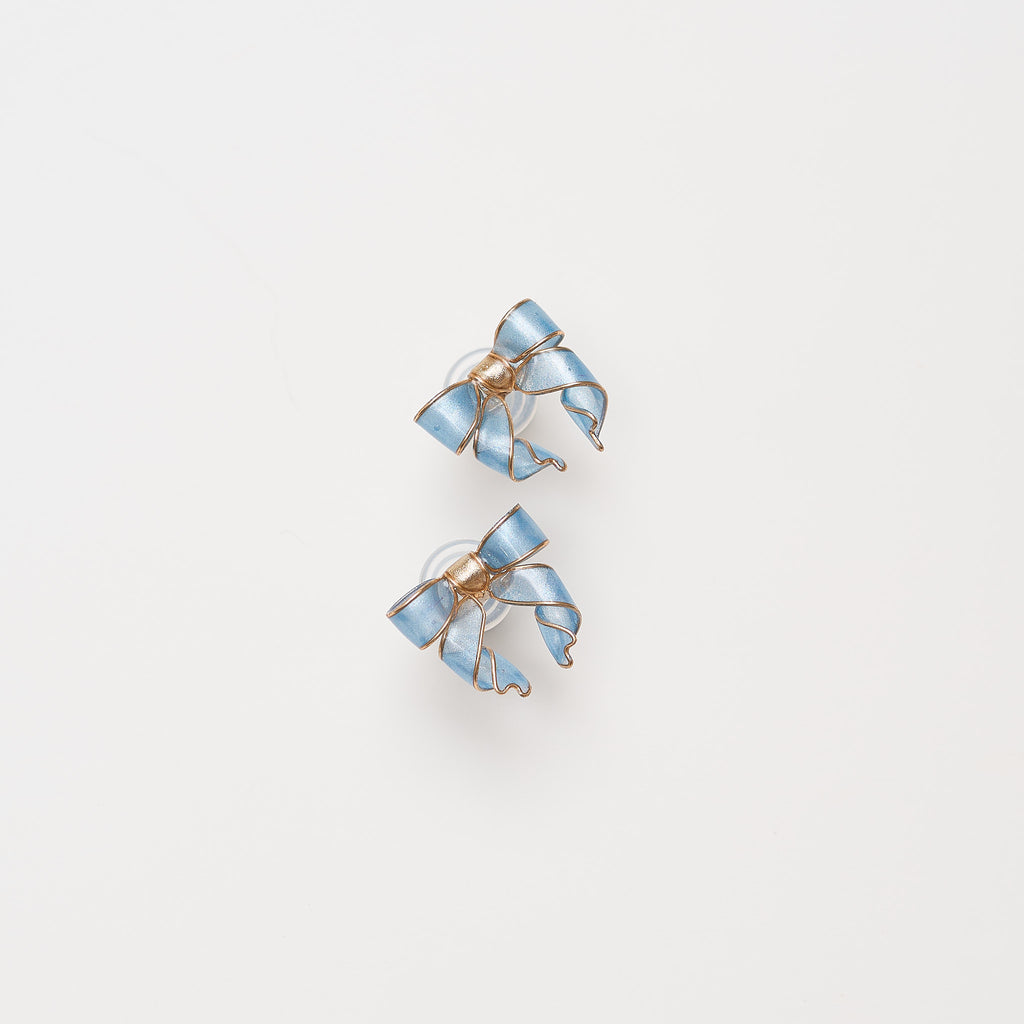 Blue Bow Earrings - detail image