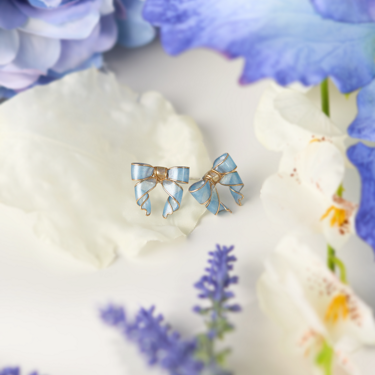 Blue Bow Earrings