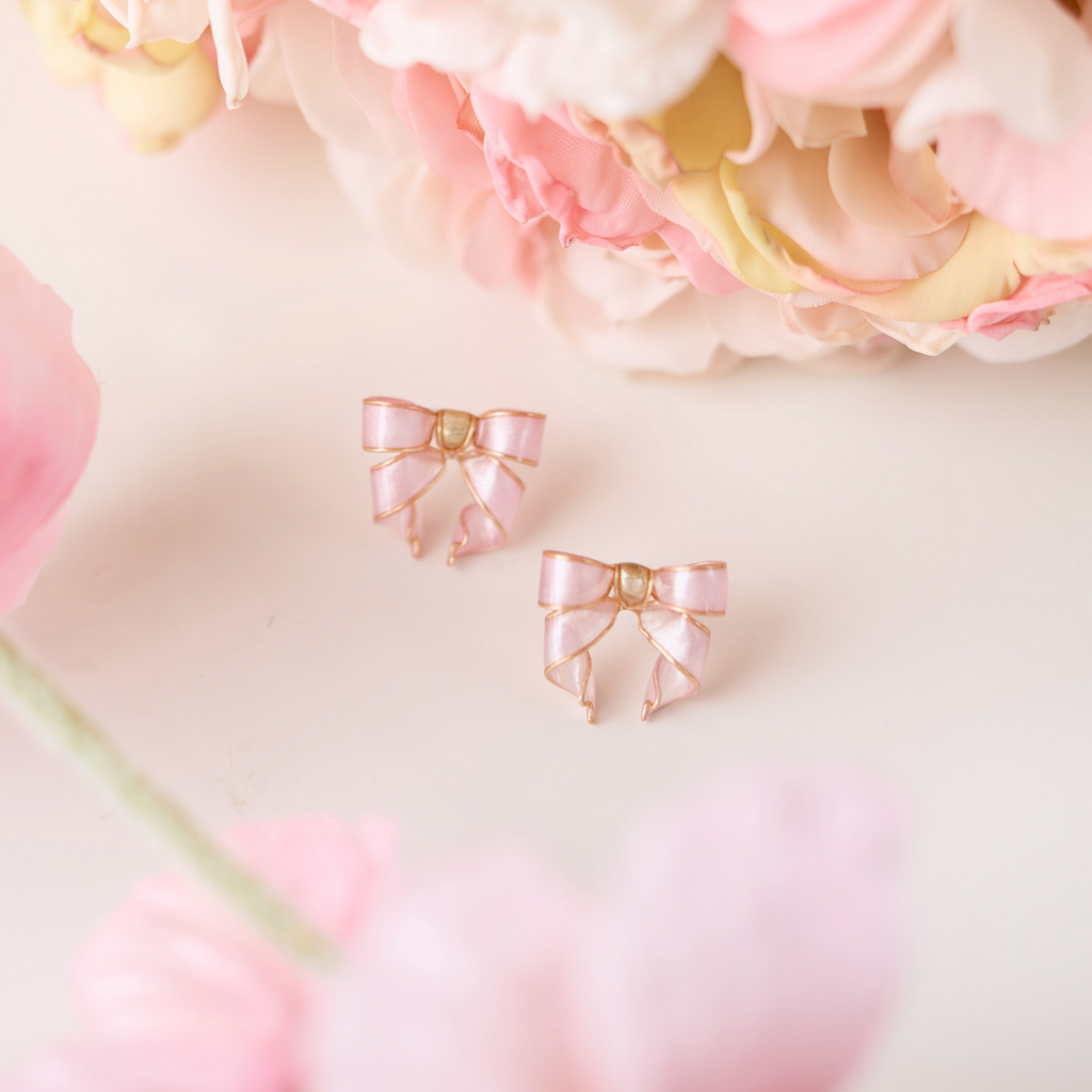 Pink Bow Earrings