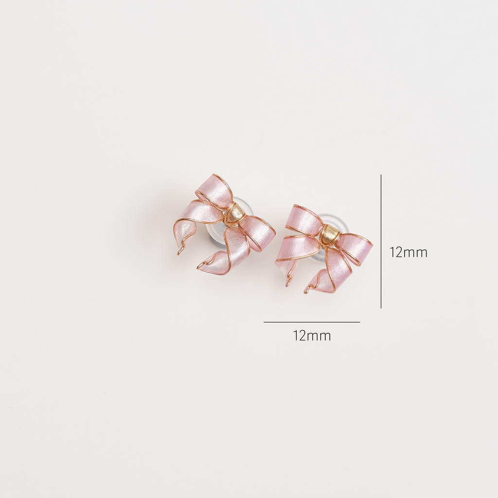 Pink Bow Earrings - size image