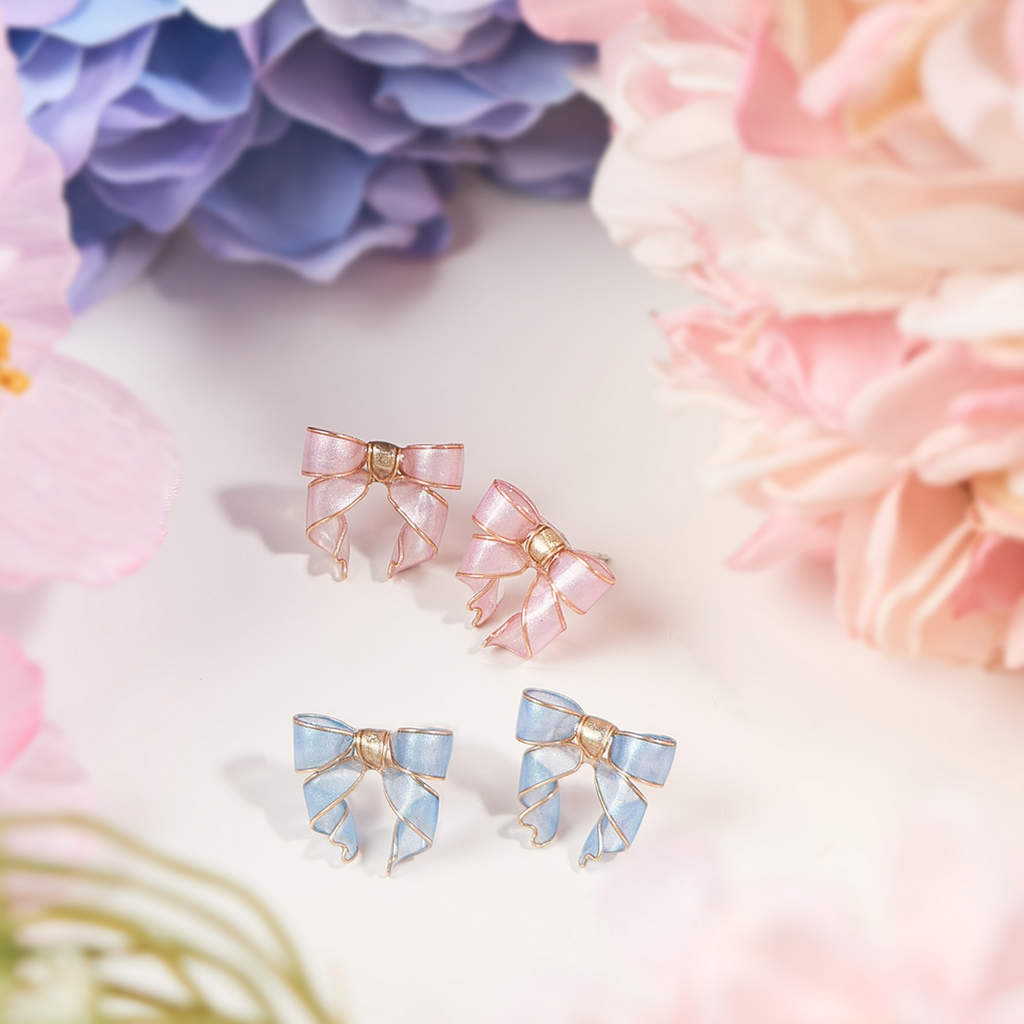 Pink Bow Earrings