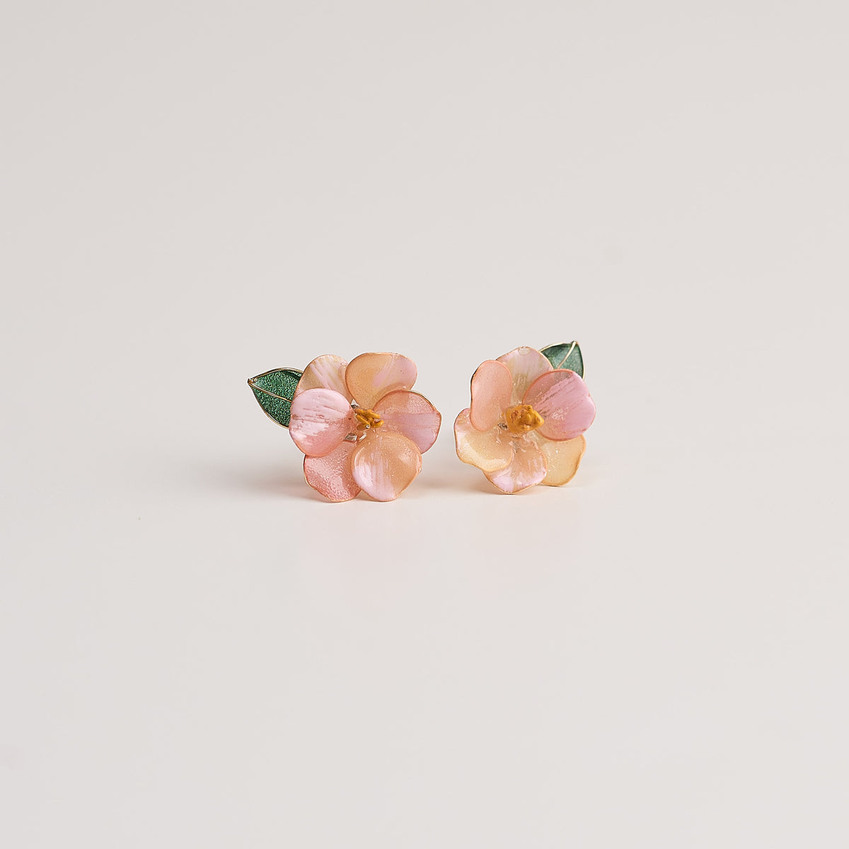 Pink Camellia Single Bloom Earrings - detail image