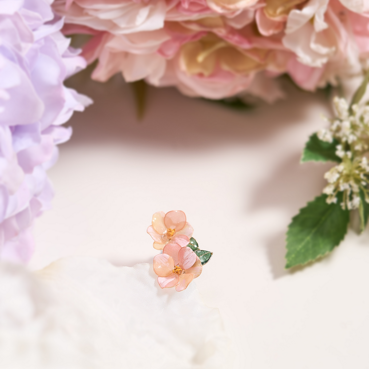 Pink Camellia Single Bloom Earrings
