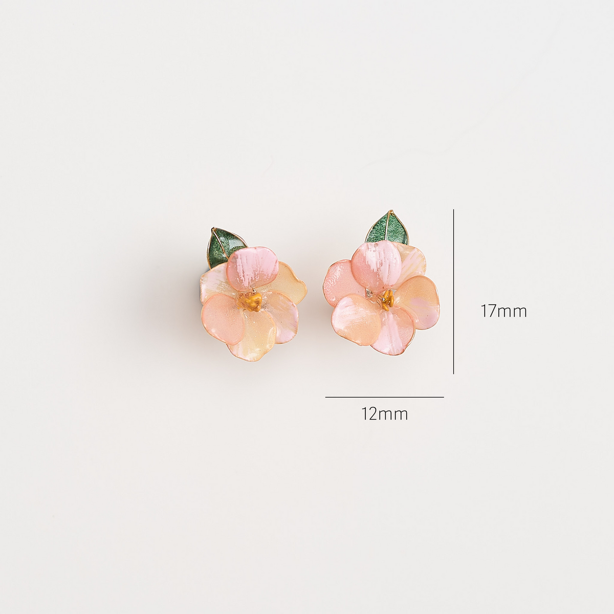 Pink Camellia Single Bloom Earrings - size image