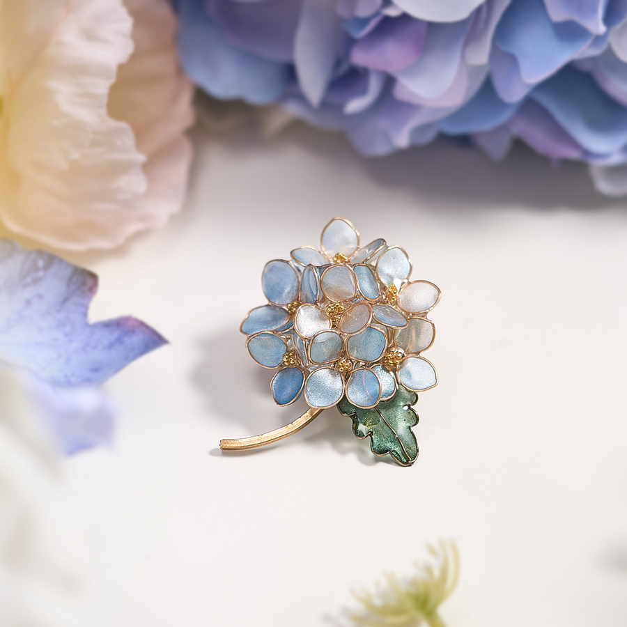 Blue Hydrangea Brooch