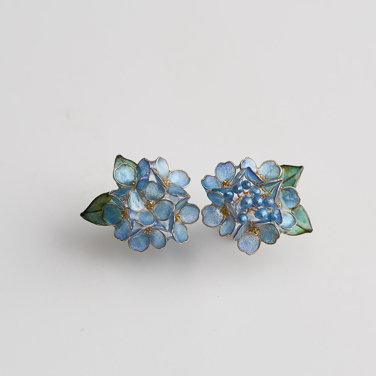 Blue Hydrangea Cluster Stud Earrings - detail image