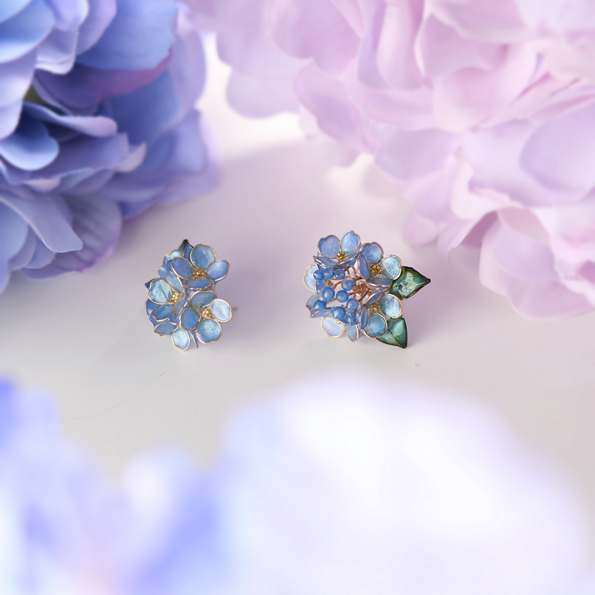 Blue Hydrangea Cluster Stud Earrings