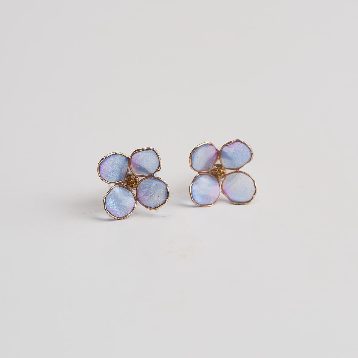 Blue Hydrangea Single Bloom Stud Earrings - detail image