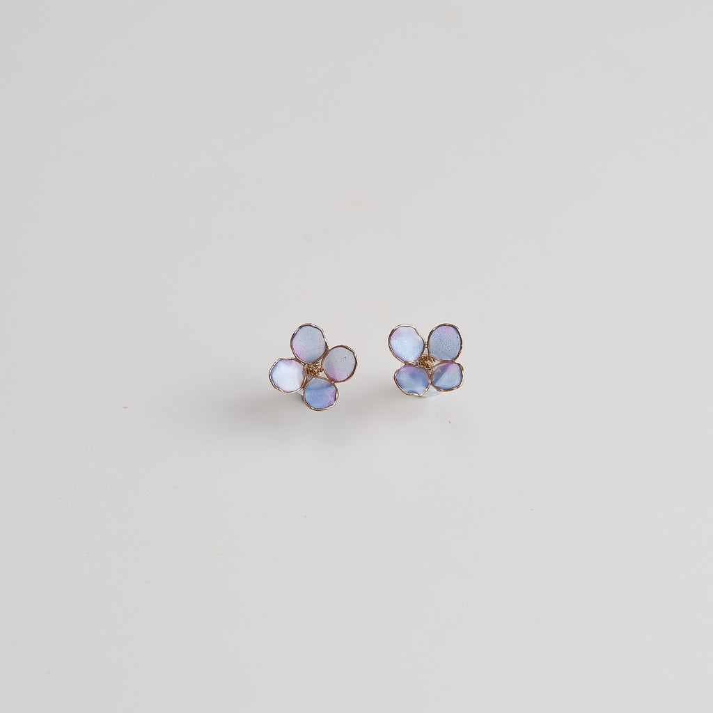 Blue Hydrangea Single Bloom Stud Earrings - main image