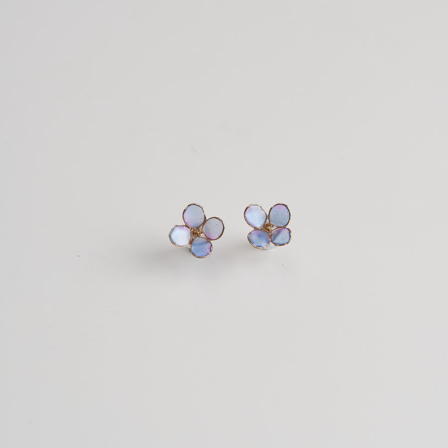 Blue Hydrangea Single Bloom Stud Earrings - main image