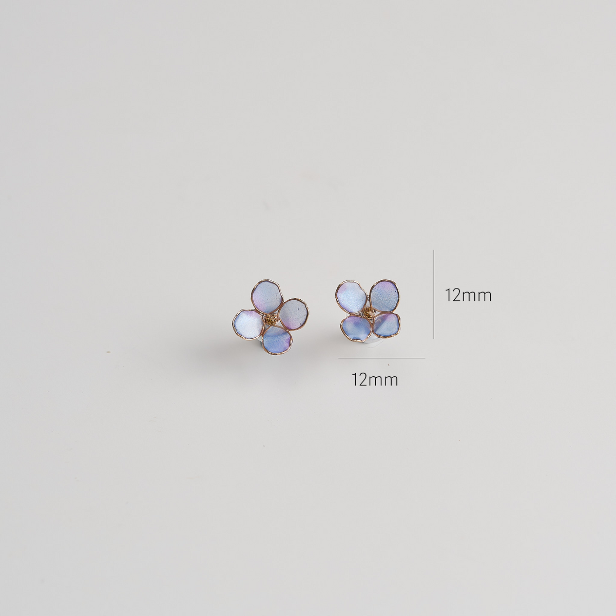 Blue Hydrangea Single Bloom Stud Earrings - size image