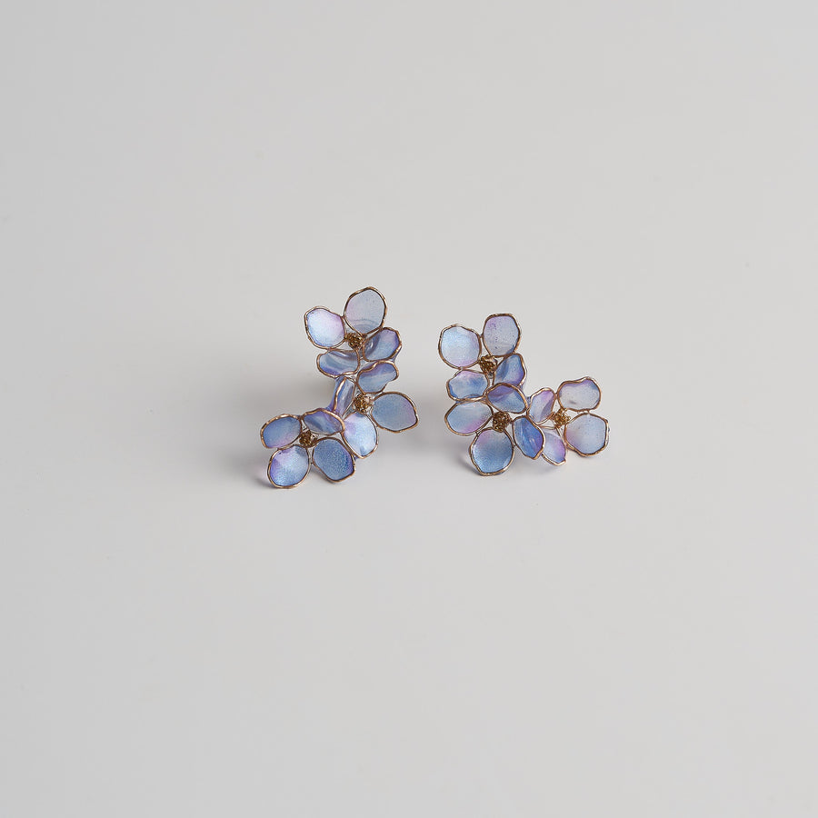 Blue Hydrangea Triple Bloom Drop Earrings - main image