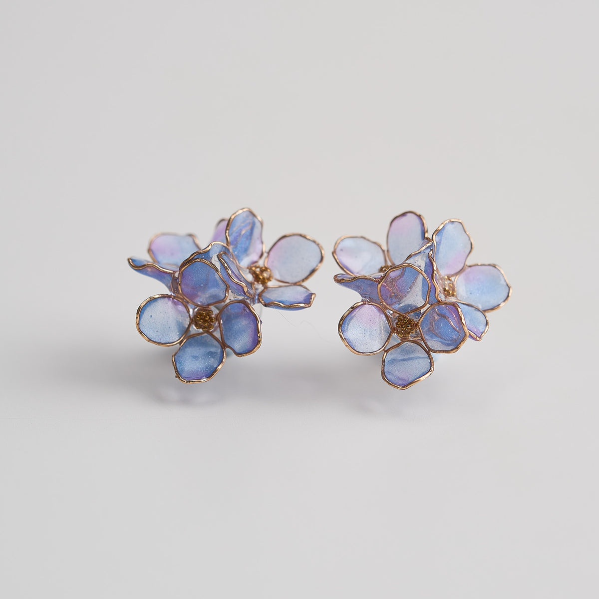 Blue Hydrangea Triple Bloom Cluster Earrings - detail image