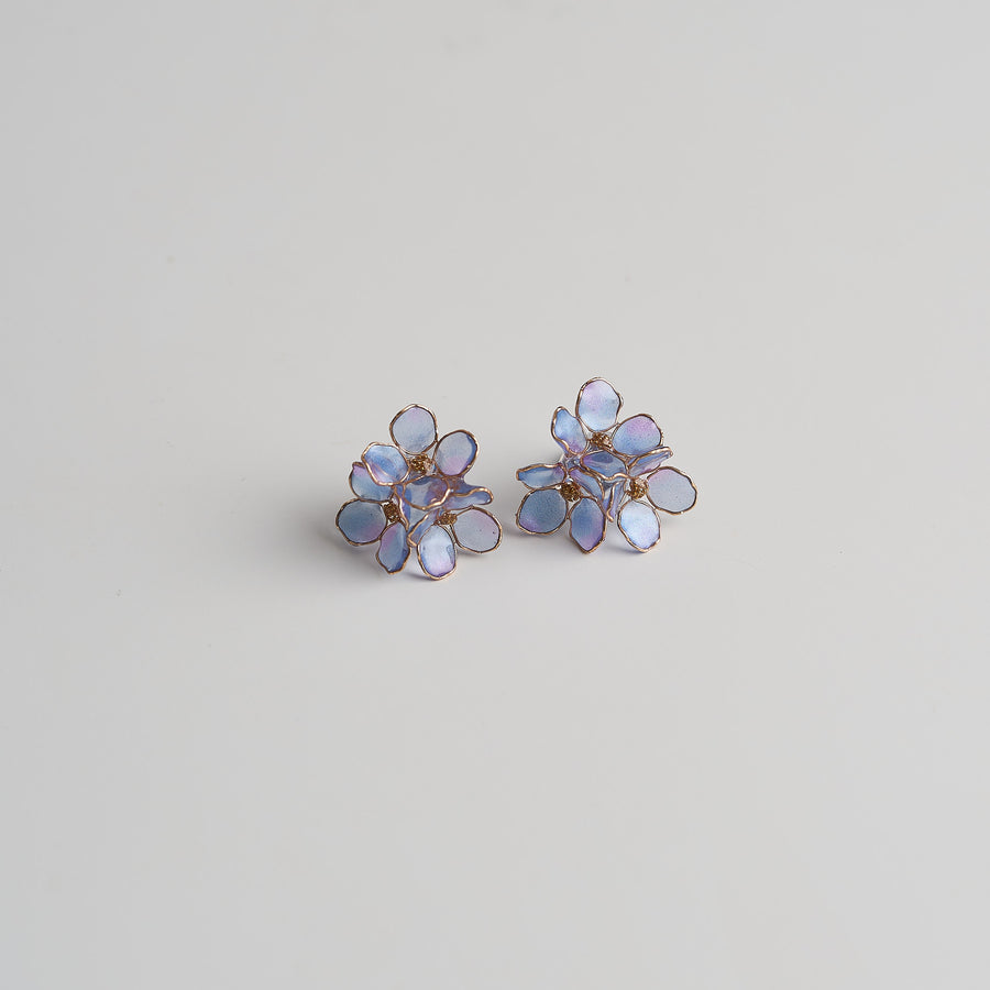 Blue Hydrangea Triple Bloom Cluster Earrings - main image