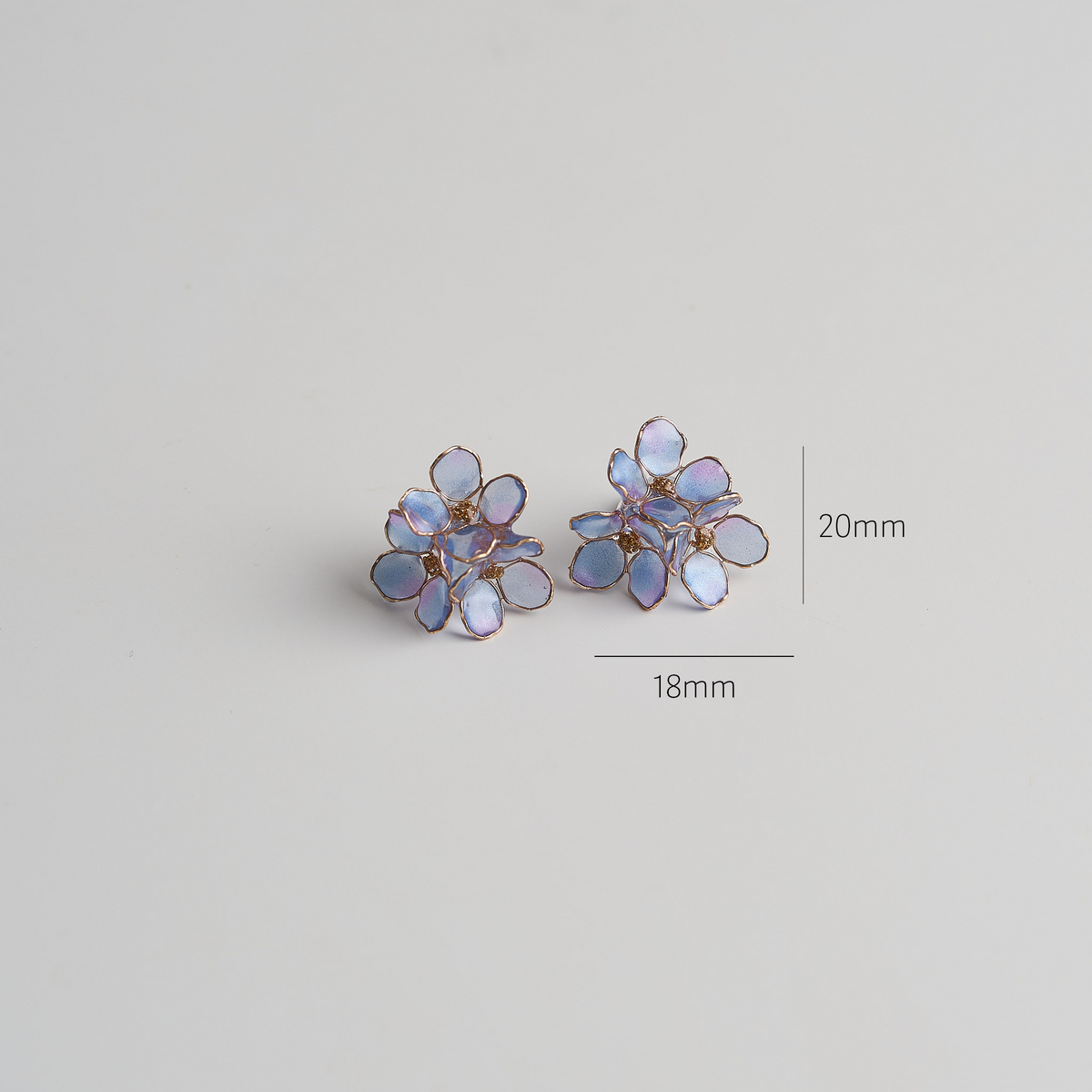 Blue Hydrangea Triple Bloom Cluster Earrings - size image