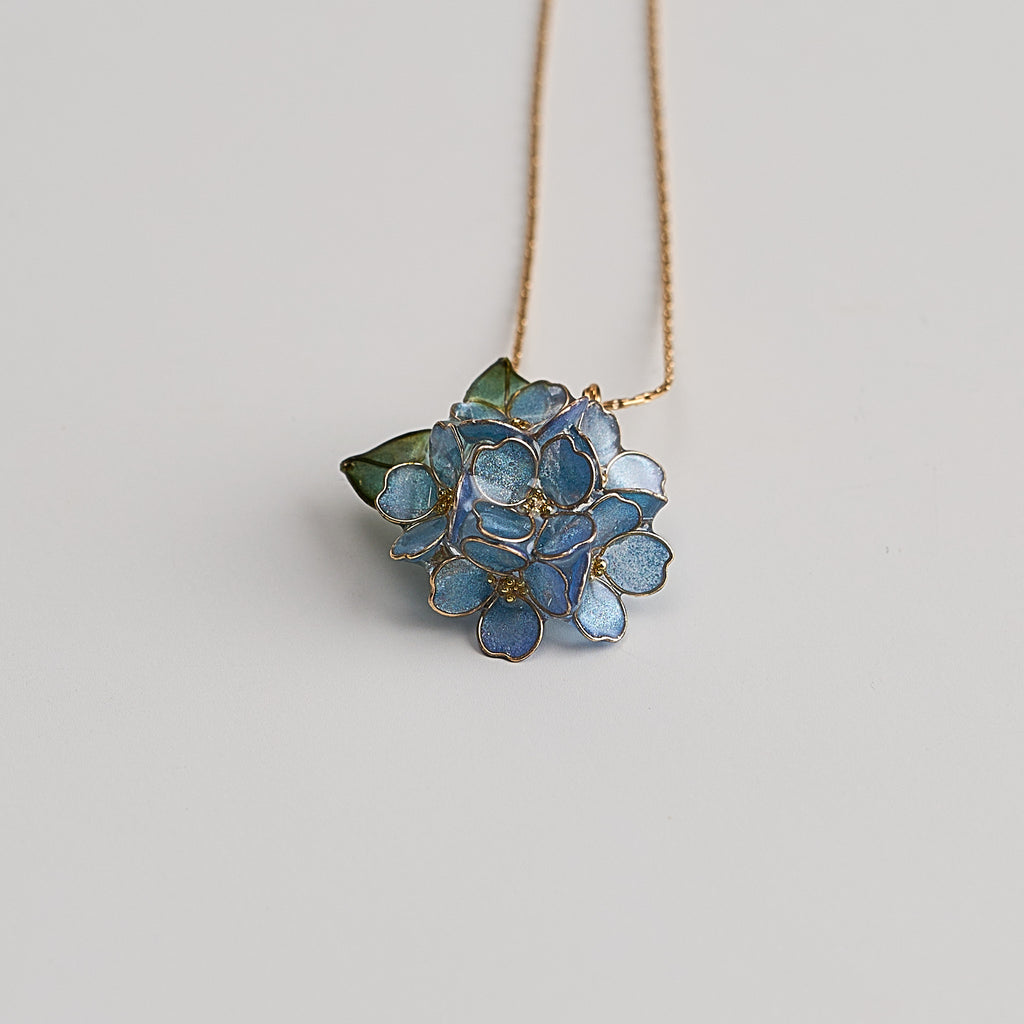 Blue Hydrangea Cluster Necklace - detail image