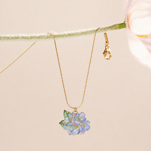 Blue Hydrangea Cluster Necklace