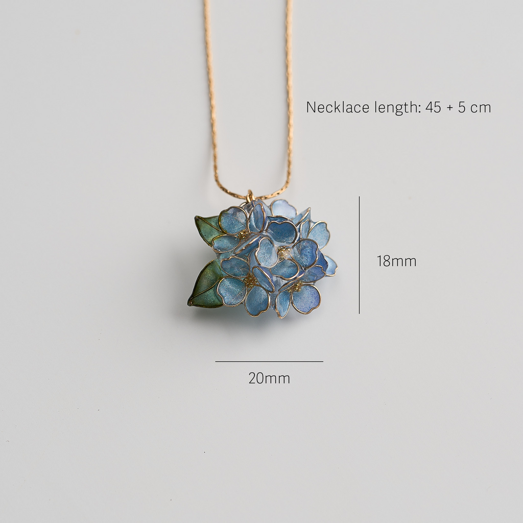 Blue Hydrangea Cluster Necklace - size image