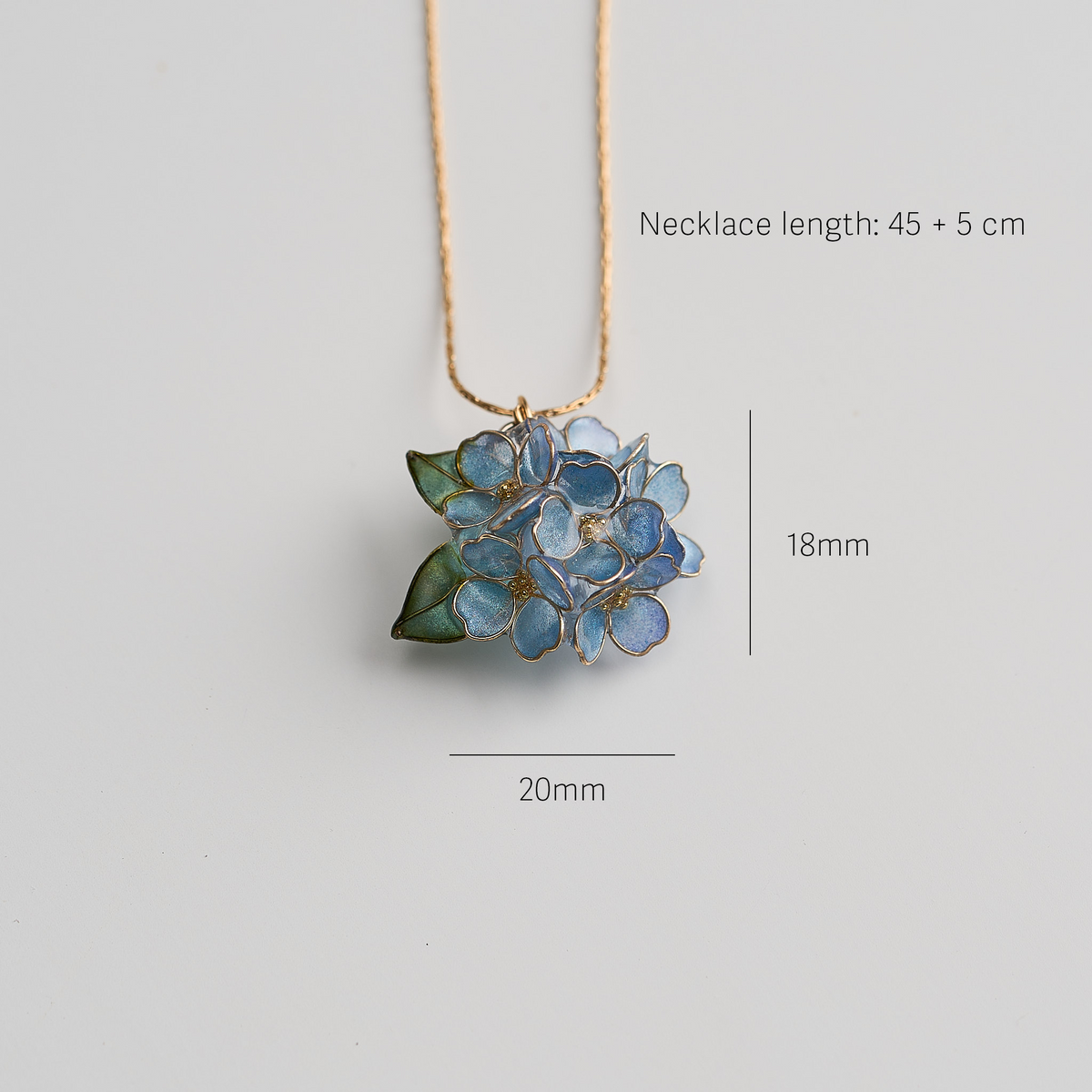 Blue Hydrangea Cluster Necklace - size image