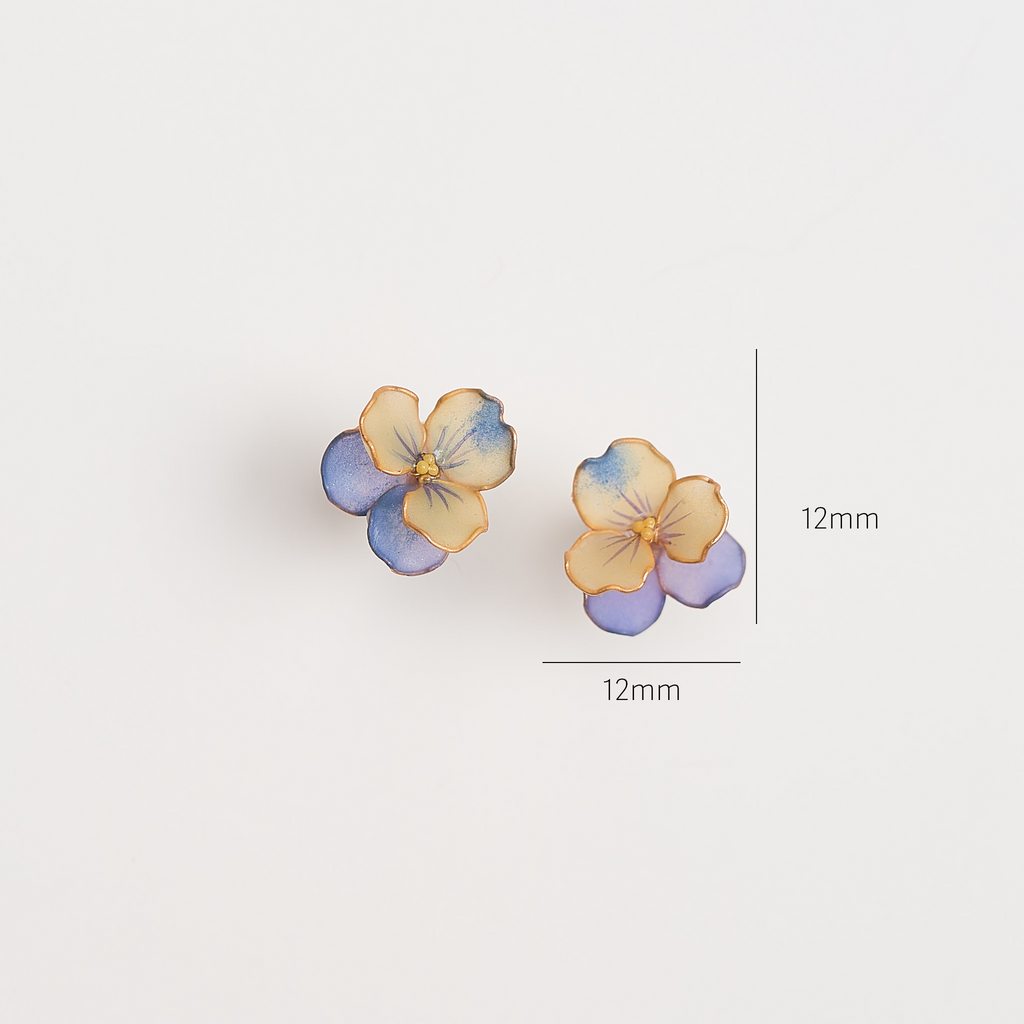Pansy Single Bloom Earrings - size image