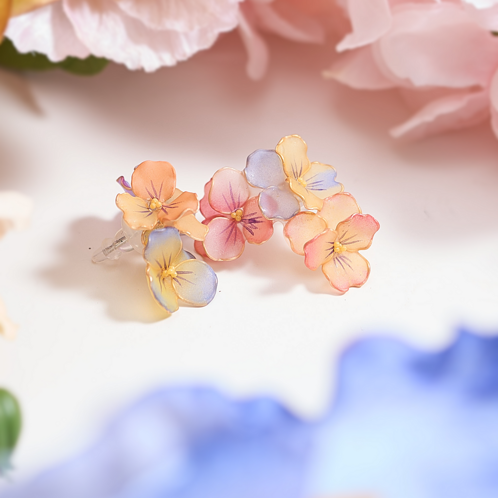 Pansy Triple Bloom Earrings