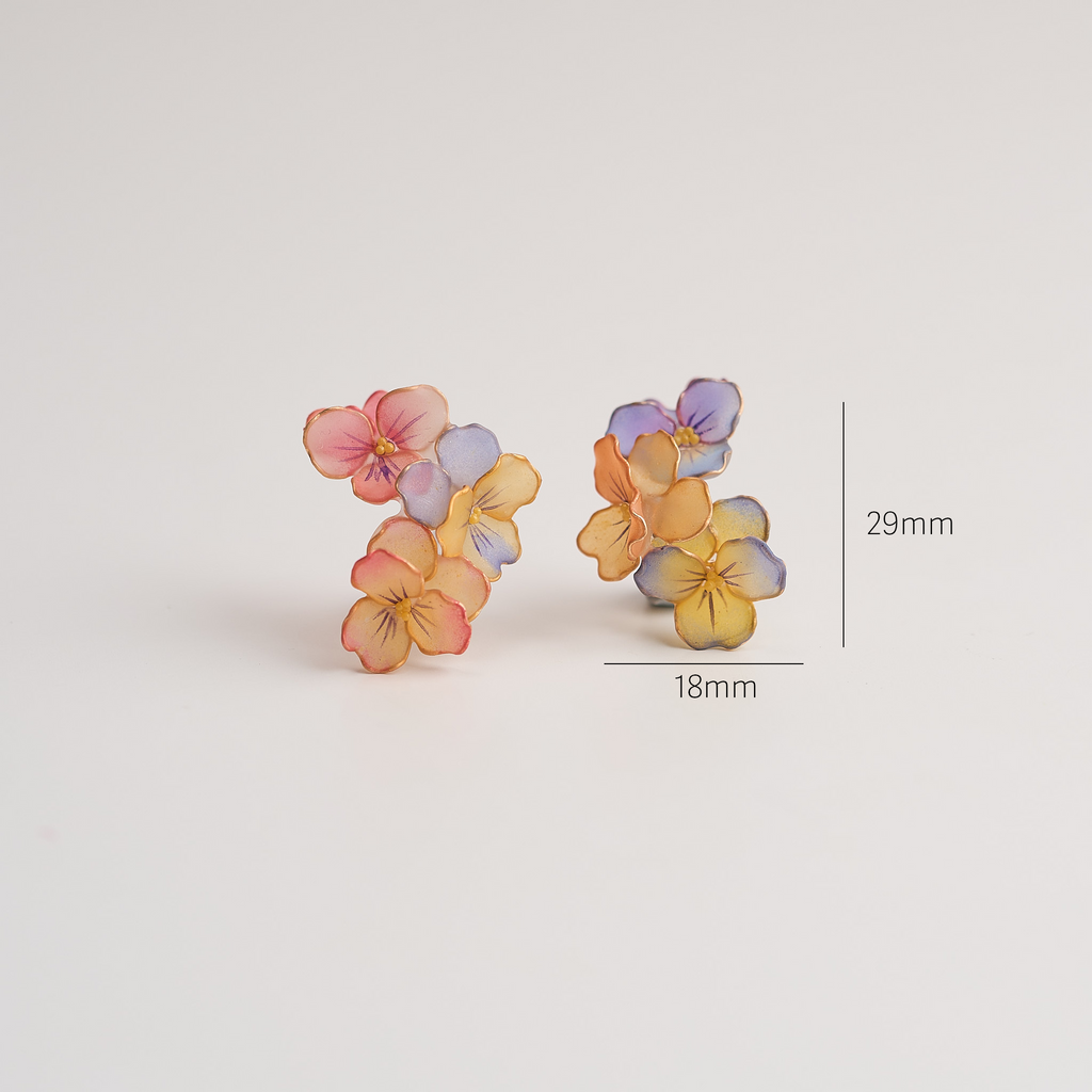 Pansy Triple Bloom Earrings - size image